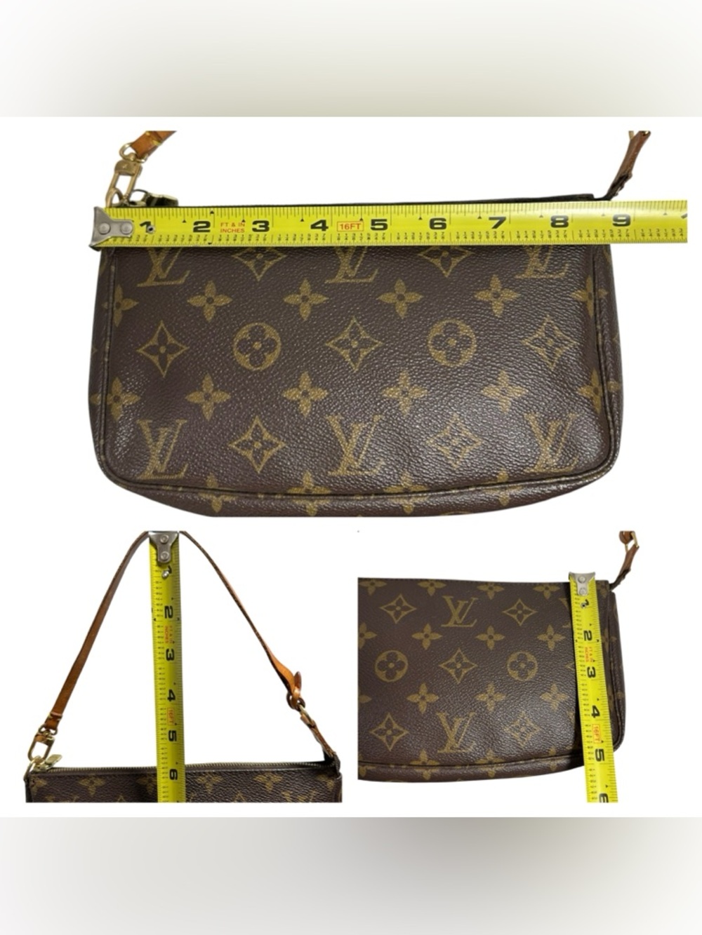 Louis Vuitton Monogram & Vachetta Leather Pochette Mini Bag - Picture 14 of 15